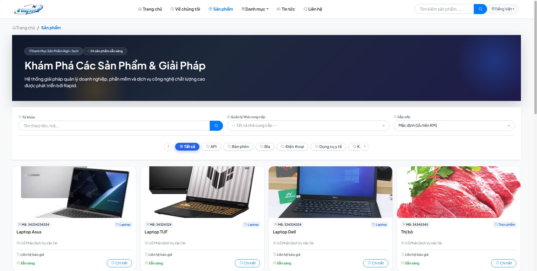 Website Doanh nghiệp tích hợp quản lý sản phẩm và Quản lý nhân sự - khách hàng cơ bản